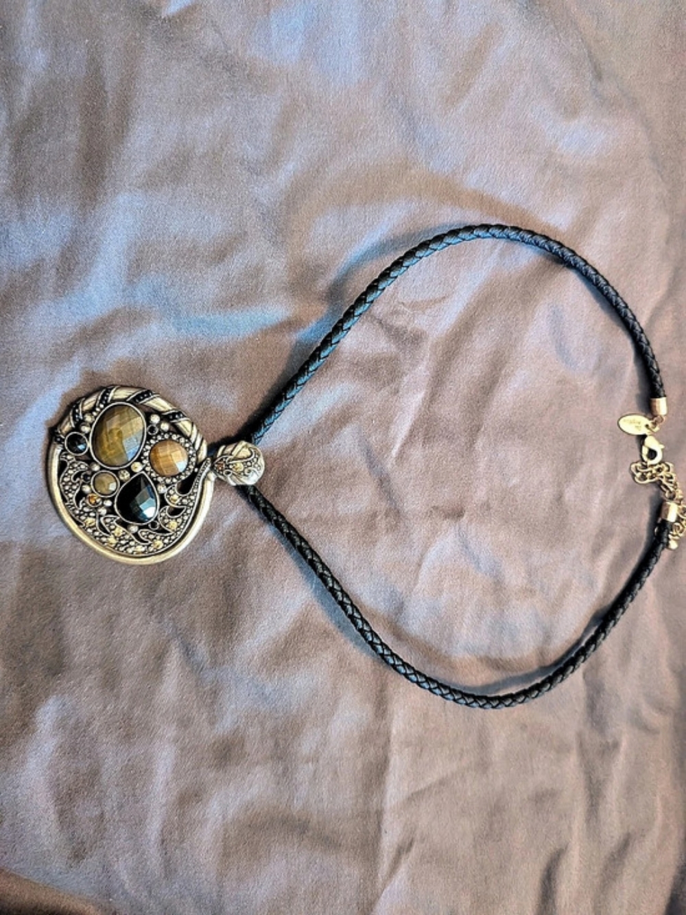 Lia Sophia Pendant Necklace in Black & Gold